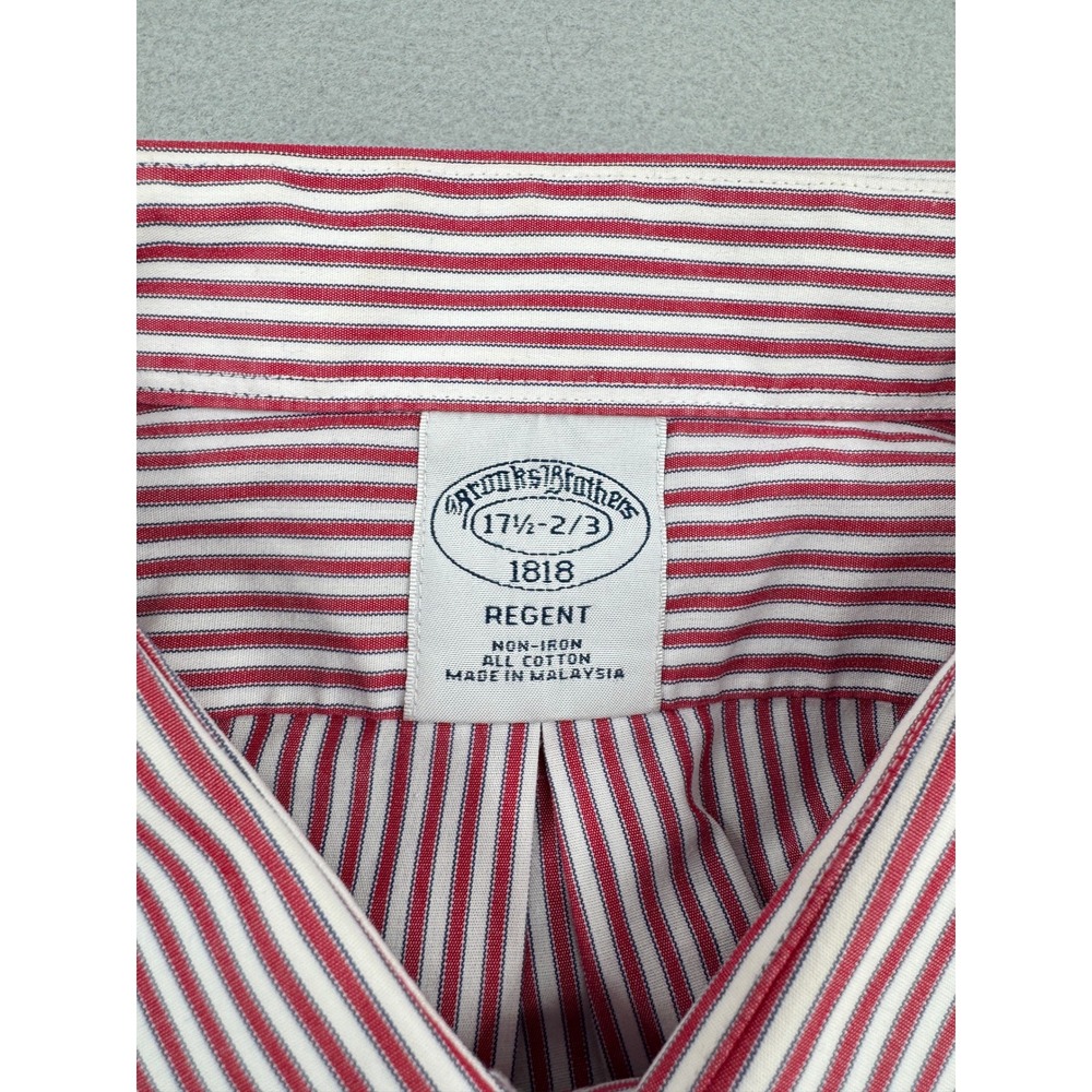 Brooks Brothers Regent Men's Long Sleeve Dress Shirt 17.5 32/33 Red Striped - Picture 5 of 9